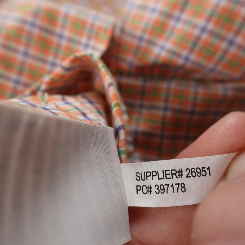 Ralph Lauren Shirt Mens S Orange Green Check Pony Button Up Long Sleeve Preppy‎